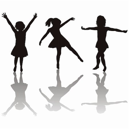 Three little girls silhouettes Stock Photo - Budget Royalty-Free & Subscription, Code: 400-04222723