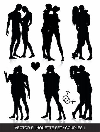 Vector silhouette set of romantic couples Photographie de stock - Aubaine LD & Abonnement, Code: 400-04222939