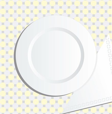 serving utensil - Vector illustration of a plate with napkin with copy space Stock Photo - Budget Royalty-Free & Subscription, Code: 400-04222957