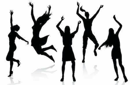 simsearch:400-04124284,k - Active women silhouettes isolated on white background Fotografie stock - Microstock e Abbonamento, Codice: 400-04222950