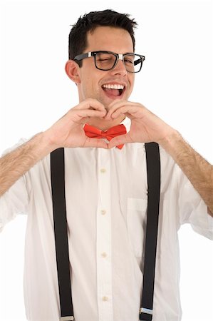 A young, caucasian nerd, in love, isolated on a white background. Stock Photo - Budget Royalty-Free & Subscription, Code: 400-04223117