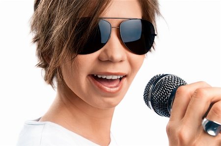 Girl Singing on white background Stock Photo - Budget Royalty-Free & Subscription, Code: 400-04223158