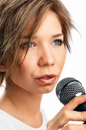 Girl Singing on white background Stock Photo - Budget Royalty-Free & Subscription, Code: 400-04223159