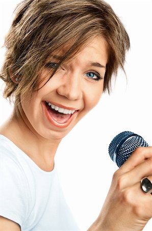 Girl Singing on white background Stock Photo - Budget Royalty-Free & Subscription, Code: 400-04223160