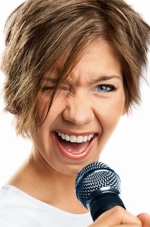 Girl Singing on white background Stock Photo - Budget Royalty-Free & Subscription, Code: 400-04223161