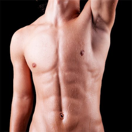 simsearch:400-04649175,k - torso of a sweat man in topless, isolated on black. Studio shot. Stock Photo - Budget Royalty-Free & Subscription, Code: 400-04223243