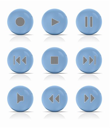 pause button - Blue button music. Vector Illustration. Foto de stock - Super Valor sin royalties y Suscripción, Código: 400-04223330