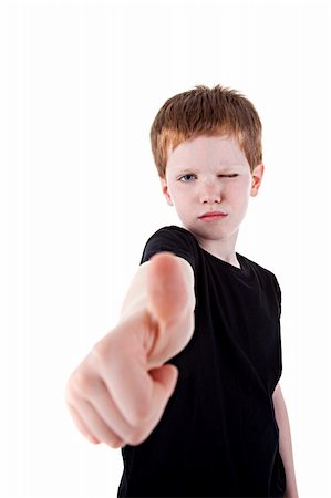 simsearch:400-05745952,k - Portrait of a cute young boy, with thumb up Stock Photo - Budget Royalty-Free & Subscription, Code: 400-04223367
