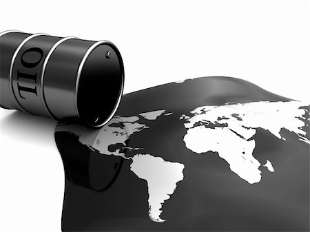 simsearch:400-05073128,k - abstract 3d illustration of oil barrel and world map, pollution concept Fotografie stock - Microstock e Abbonamento, Codice: 400-04223385