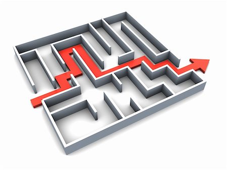 simsearch:400-04611529,k - 3d illustration of succefull completed maze with red track arrow Photographie de stock - Aubaine LD & Abonnement, Code: 400-04223404