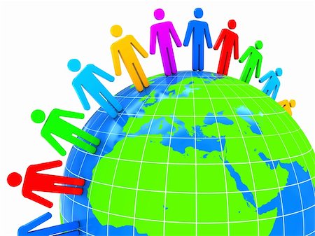 abstract 3d illustration of world with colorful people, over white background Stock Photo - Budget Royalty-Free & Subscription, Code: 400-04223409