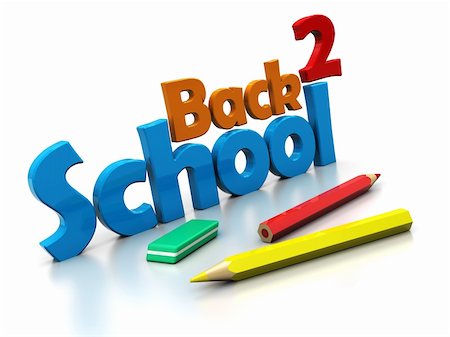 erase pencil numbers - 3d illustration of sign 'back to school' with pencils and eraser,over white background Stock Photo - Budget Royalty-Free & Subscription, Code: 400-04223415