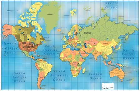simsearch:400-05356929,k - World Map. EPS 8 vector file included Stock Photo - Budget Royalty-Free & Subscription, Code: 400-04223838