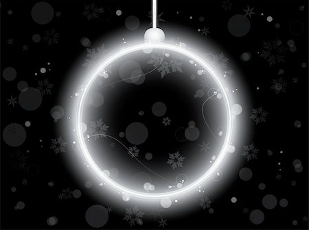 simsearch:400-06473585,k - Vector - Silver Neon Christmas Ball on Black Background Fotografie stock - Microstock e Abbonamento, Codice: 400-04223902