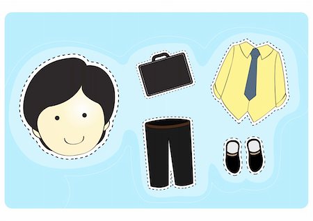 Businessman with variety of clothes for dress-up cartoon vector illustration Stock Photo - Budget Royalty-Free & Subscription, Code: 400-04223923