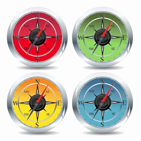 simsearch:400-04773117,k - illustration of compass icons on white background Photographie de stock - Aubaine LD & Abonnement, Code: 400-04234044