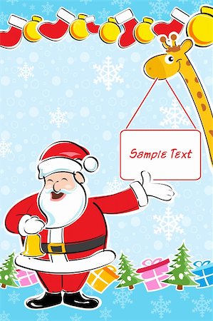 simsearch:400-04774270,k - illustration of merry christmas card with santa and zebra Stock Photo - Budget Royalty-Free & Subscription, Code: 400-04234058