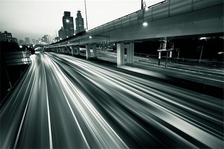 simsearch:400-04763402,k - Megacity Highway at night with light trails in shanghai china. Stock Photo - Budget Royalty-Free & Subscription, Code: 400-04234231