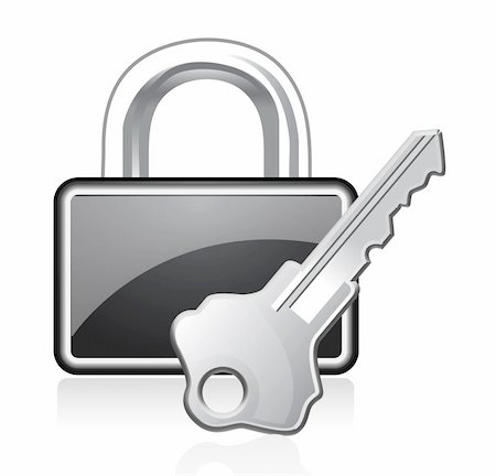 simsearch:400-04212998,k - Vector padlock and key isolated on white background Foto de stock - Royalty-Free Super Valor e Assinatura, Número: 400-04234290