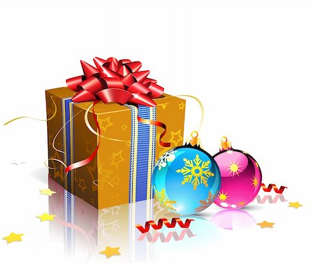 simsearch:400-05695809,k - Vector illustration of christmas background with cool gift box and Christmas decoration Stock Photo - Budget Royalty-Free & Subscription, Code: 400-04234301