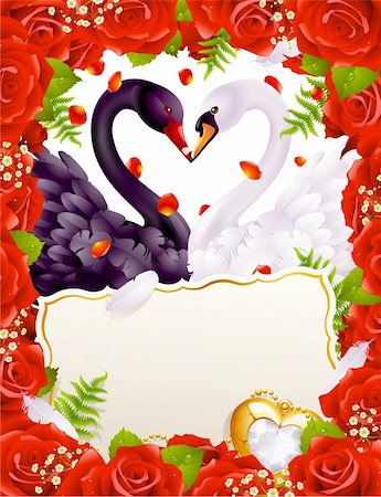 simsearch:400-04299195,k - Greeting card with swans in love Stock Photo - Budget Royalty-Free & Subscription, Code: 400-04234387