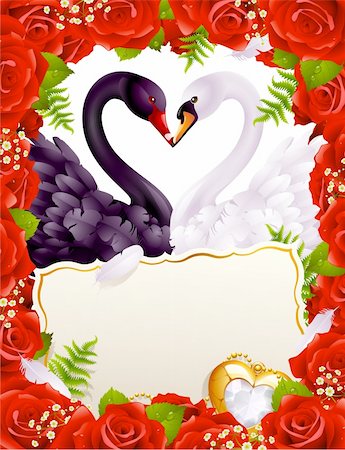 simsearch:400-04299195,k - Greeting card with swans in love Stock Photo - Budget Royalty-Free & Subscription, Code: 400-04234388
