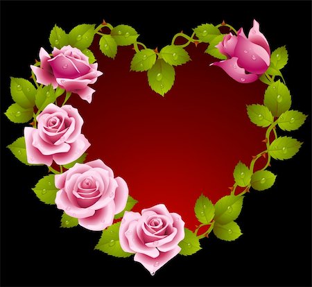 simsearch:400-04299195,k - Framework from pink roses in the shape of heart Stock Photo - Budget Royalty-Free & Subscription, Code: 400-04234397