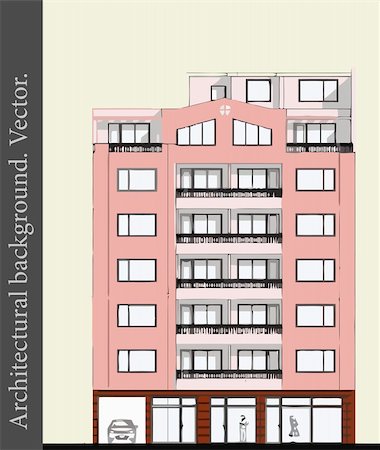 Vector house with flats at the grey background Stock Photo - Budget Royalty-Free & Subscription, Code: 400-04234426