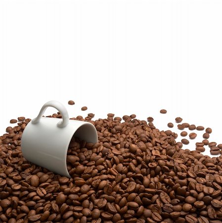 simsearch:400-04305840,k - close up of coffee beans and coffee cup on white background Foto de stock - Super Valor sin royalties y Suscripción, Código: 400-04234458