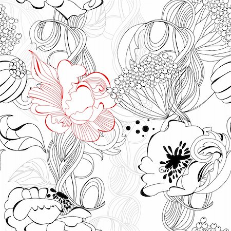 simsearch:400-04677731,k - Floral seamless wallpaper Photographie de stock - Aubaine LD & Abonnement, Code: 400-04234478