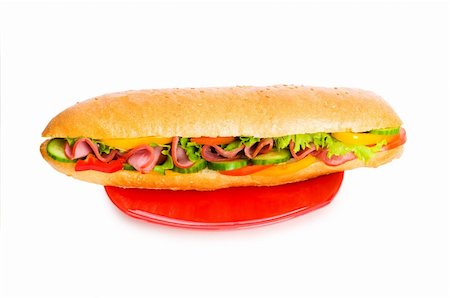 simsearch:400-04054010,k - Long sandwich isolated on the white background Photographie de stock - Aubaine LD & Abonnement, Code: 400-04234651