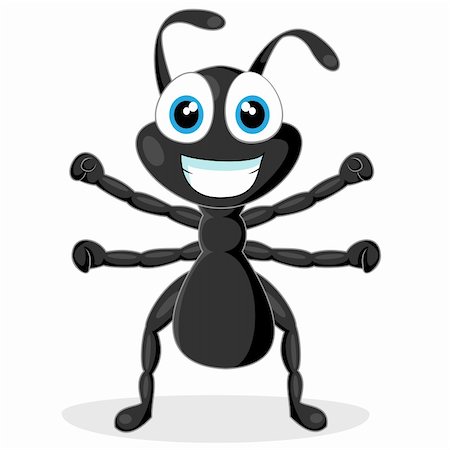 vector illustration of a cute little black ant. No gradient. Fotografie stock - Microstock e Abbonamento, Codice: 400-04234745