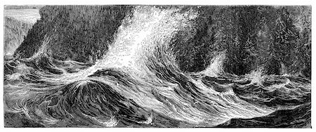 engrave - Niagara Whirlpool rapids. Illustration originally published in Hesse-Wartegg's "Nord Amerika", swedish edition published in 1880. The image is currently in public domain by the virtue of age. Photographie de stock - Aubaine LD & Abonnement, Code: 400-04234854