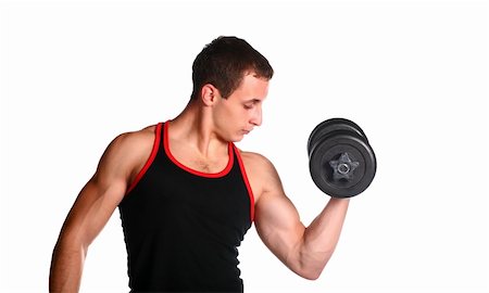 simsearch:400-05180877,k - handsome guy in black-and-red undershirt holding dumbbell (low saturation toning) Stock Photo - Budget Royalty-Free & Subscription, Code: 400-04234877