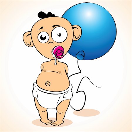 Funny child with balloon on white background Stock Photo - Budget Royalty-Free & Subscription, Code: 400-04234909