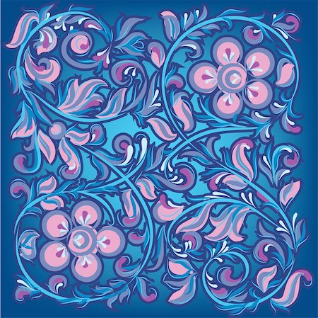 abstract blue background with pink floral ornament Stock Photo - Budget Royalty-Free & Subscription, Code: 400-04235000
