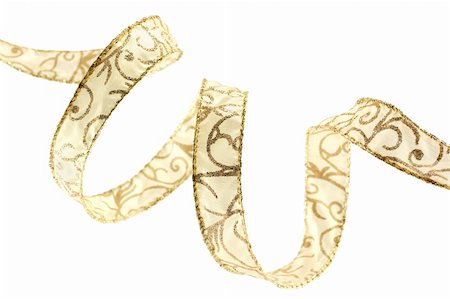 simsearch:400-05355610,k - gold ribbon design element isolated on white Photographie de stock - Aubaine LD & Abonnement, Code: 400-04235097