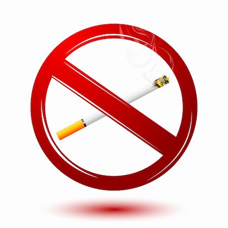 smoking prohibited sign symbol image - illustration of no smoking with cigarette on white background Stock Photo - Budget Royalty-Free & Subscription, Code: 400-04235148