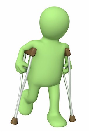 3d puppet with crutches. Isolated over white Foto de stock - Super Valor sin royalties y Suscripción, Código: 400-04235383