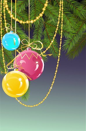 Christmas and New Year's background with ball Photographie de stock - Aubaine LD & Abonnement, Code: 400-04235419