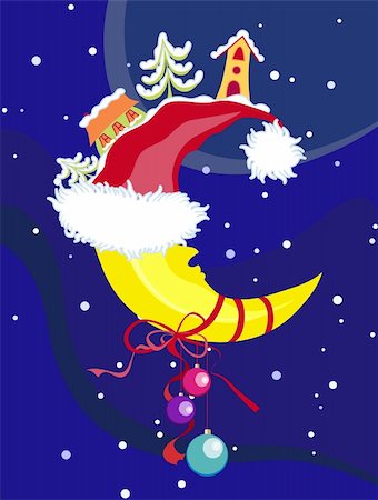 Vector Christmas & New-Year's moon Photographie de stock - Aubaine LD & Abonnement, Code: 400-04235420