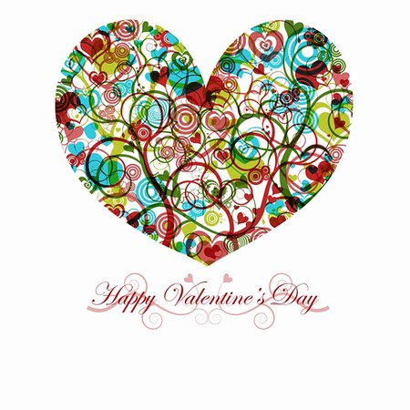 simsearch:400-05295204,k - Happy Valentines Day Heart with Colorful Swirls Circles and Hearts Stock Photo - Budget Royalty-Free & Subscription, Code: 400-04235473