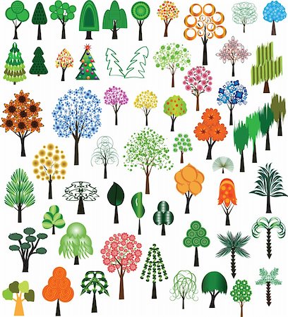 Set of vector of trees for design Stock Photo - Budget Royalty-Free & Subscription, Code: 400-04235634