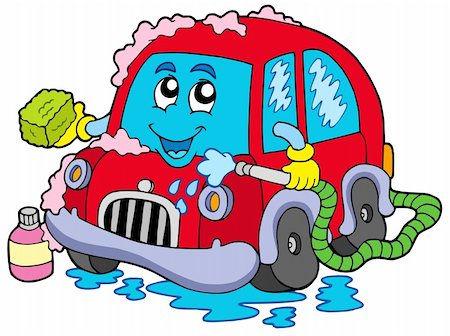 Cartoon car wash - vector illustration. Stock Photo - Budget Royalty-Free & Subscription, Code: 400-04235694