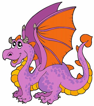 fairy tale characters how to draw - Cartoon dragon with big wings - vector illustration. Stock Photo - Budget Royalty-Free & Subscription, Code: 400-04235701