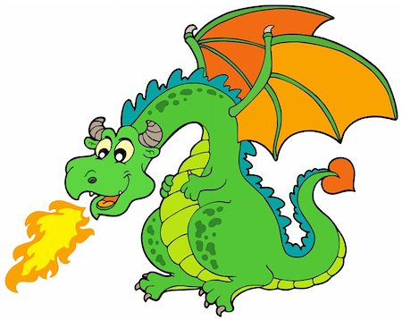 Cartoon fire dragon - vector illustration. Stock Photo - Budget Royalty-Free & Subscription, Code: 400-04235702