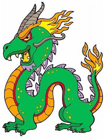 Chinese dragon on white background - vector illustration. Stock Photo - Budget Royalty-Free & Subscription, Code: 400-04235715