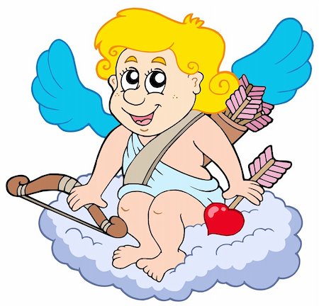 Cupid on cloud - vector illustration. Stock Photo - Budget Royalty-Free & Subscription, Code: 400-04235719