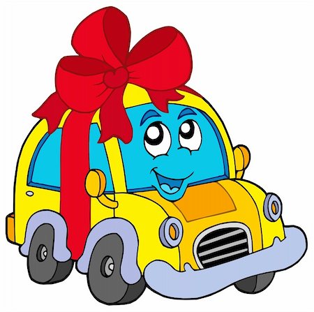 Car gift on white background - vector illustration. Stock Photo - Budget Royalty-Free & Subscription, Code: 400-04235713