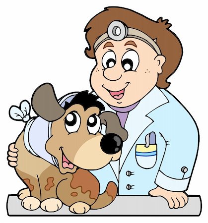 Dog with collar at veterinarian - vector illustration. Stock Photo - Budget Royalty-Free & Subscription, Code: 400-04235732